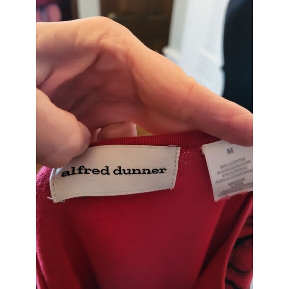 Red/Black Sweater Velvet Flocking Beaded Alfred Dunner M Christmas Festive Glam - Picture 7 of 7